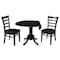 International Concepts 42 in. Dual Drop Leaf Table with 2 Ladder Back Dining Chairs - 3 Piece Dining Set K46-42DP-C617P - alternate 3